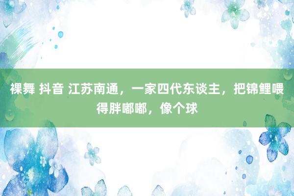 裸舞 抖音 江苏南通，一家四代东谈主，把锦鲤喂得胖嘟嘟，像个球