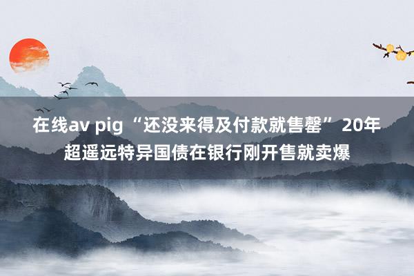 在线av pig “还没来得及付款就售罄” 20年超遥远特异国债在银行刚开售就卖爆