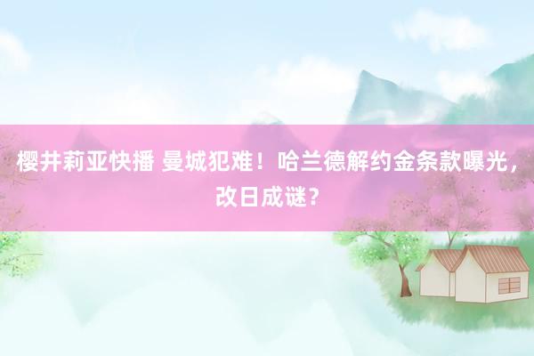 樱井莉亚快播 曼城犯难！哈兰德解约金条款曝光，改日成谜？