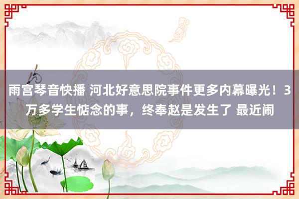 雨宫琴音快播 河北好意思院事件更多内幕曝光！3万多学生惦念的事，终奉赵是发生了 最近闹