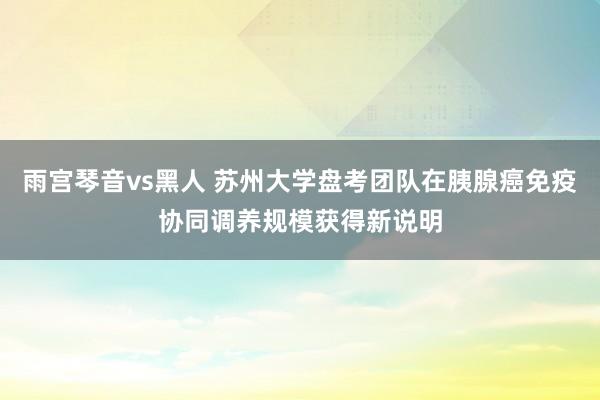 雨宫琴音vs黑人 苏州大学盘考团队在胰腺癌免疫协同调养规模获得新说明