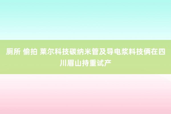 厕所 偷拍 莱尔科技碳纳米管及导电浆料技俩在四川眉山持重试产