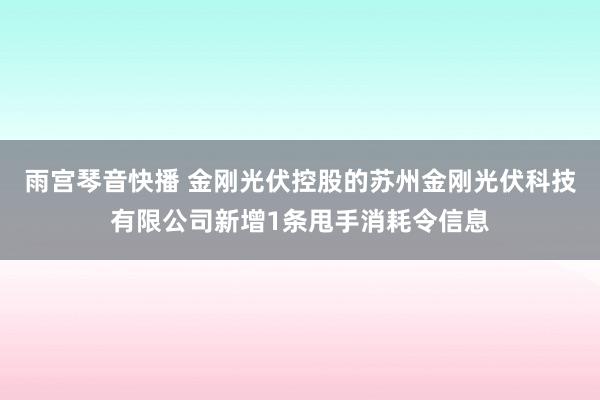 雨宫琴音快播 金刚光伏控股的苏州金刚光伏科技有限公司新增1条甩手消耗令信息