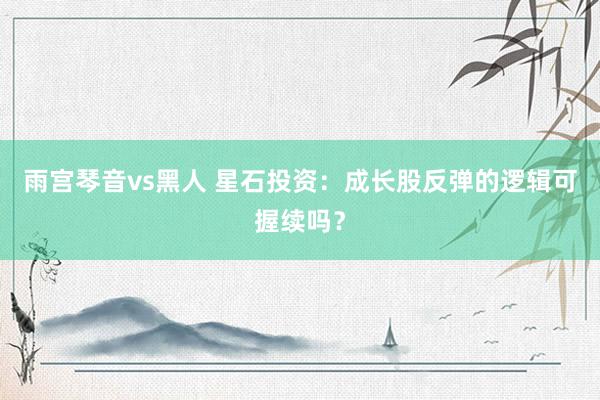 雨宫琴音vs黑人 星石投资：成长股反弹的逻辑可握续吗？