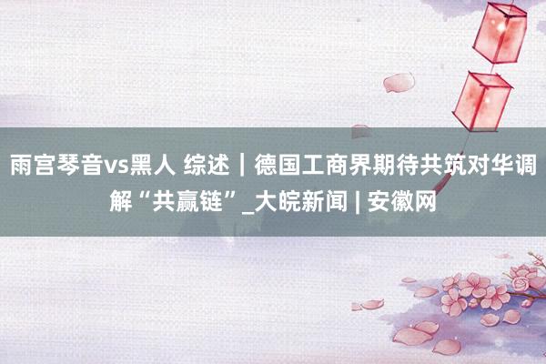 雨宫琴音vs黑人 综述｜德国工商界期待共筑对华调解“共赢链”_大皖新闻 | 安徽网