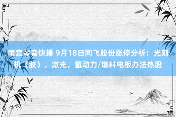 雨宫琴音快播 9月18日同飞股份涨停分析：光刻机（胶），激光，氢动力/燃料电板办法热股