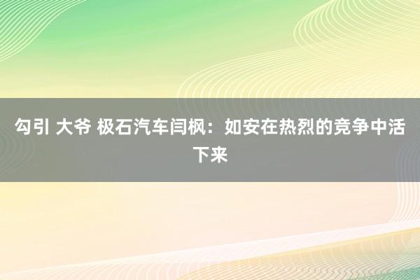 勾引 大爷 极石汽车闫枫：如安在热烈的竞争中活下来