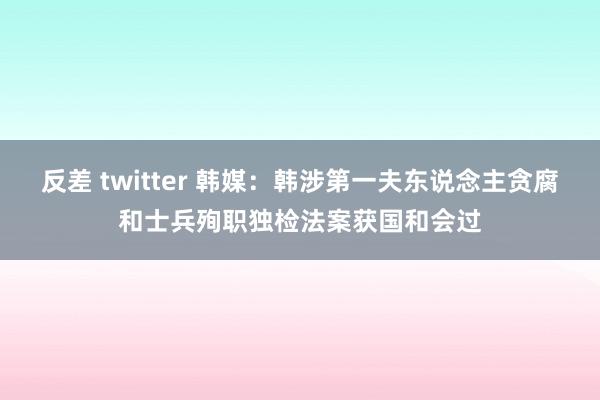 反差 twitter 韩媒：韩涉第一夫东说念主贪腐和士兵殉职独检法案获国和会过