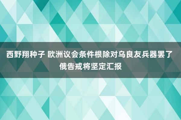 西野翔种子 欧洲议会条件根除对乌良友兵器罢了 俄告戒将坚定汇报