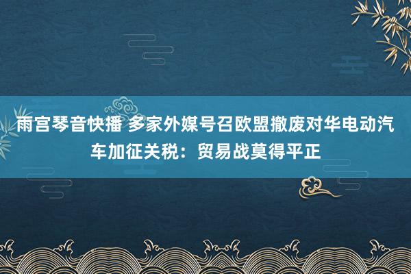 雨宫琴音快播 多家外媒号召欧盟撤废对华电动汽车加征关税：贸易战莫得平正