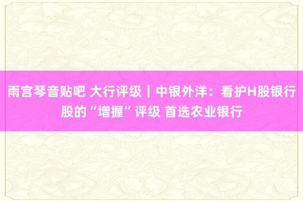 雨宫琴音贴吧 大行评级｜中银外洋：看护H股银行股的“增握”评级 首选农业银行