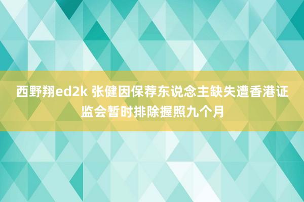 西野翔ed2k 张健因保荐东说念主缺失遭香港证监会暂时排除握照九个月