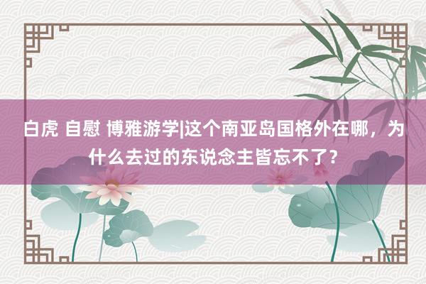 白虎 自慰 博雅游学|这个南亚岛国格外在哪，为什么去过的东说念主皆忘不了？