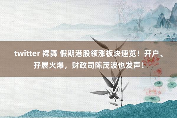 twitter 裸舞 假期港股领涨板块速览！开户、孖展火爆，财政司陈茂波也发声！