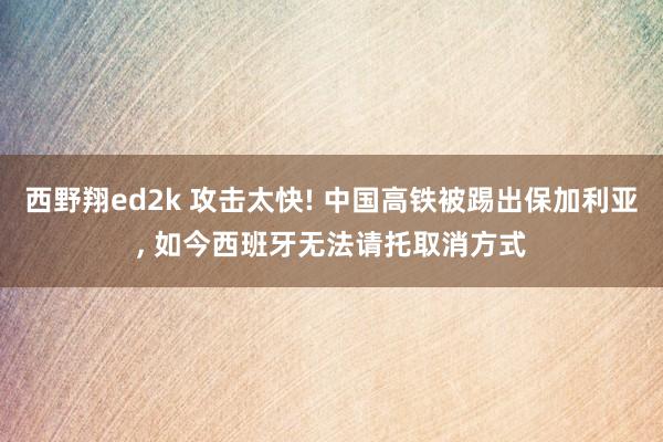 西野翔ed2k 攻击太快! 中国高铁被踢出保加利亚， 如今西班牙无法请托取消方式