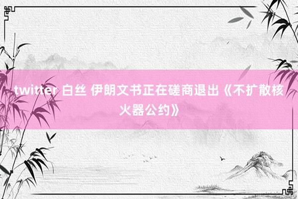 twitter 白丝 伊朗文书正在磋商退出《不扩散核火器公约》