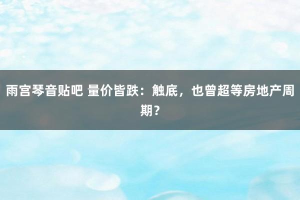 雨宫琴音贴吧 量价皆跌：触底，也曾超等房地产周期？