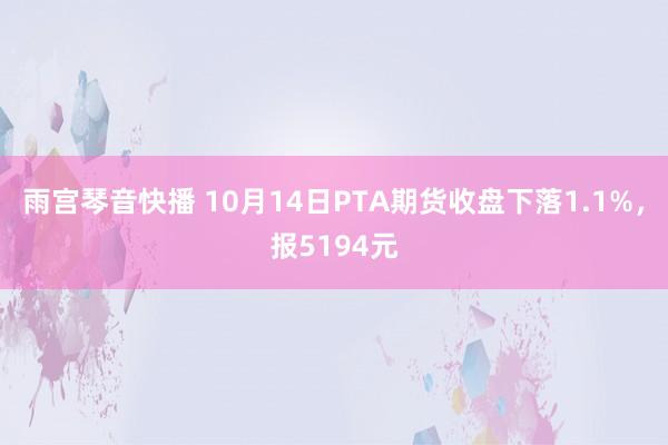 雨宫琴音快播 10月14日PTA期货收盘下落1.1%，报5194元