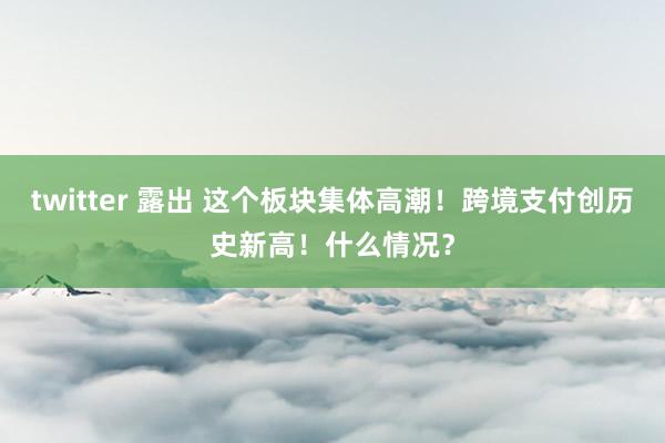 twitter 露出 这个板块集体高潮！跨境支付创历史新高！什么情况？