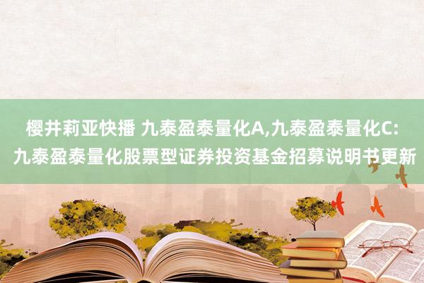 樱井莉亚快播 九泰盈泰量化A，九泰盈泰量化C: 九泰盈泰量化股票型证券投资基金招募说明书更新