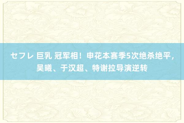 セフレ 巨乳 冠军相！申花本赛季5次绝杀绝平，吴曦、于汉超、特谢拉导演逆转