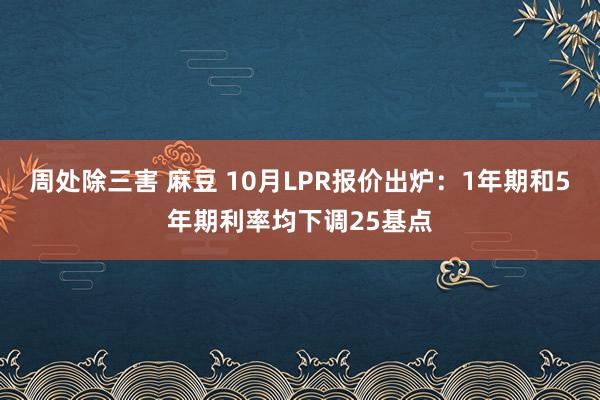 周处除三害 麻豆 10月LPR报价出炉：1年期和5年期利率均下调25基点