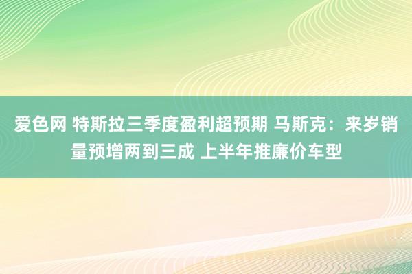 爱色网 特斯拉三季度盈利超预期 马斯克：来岁销量预增两到三成 上半年推廉价车型