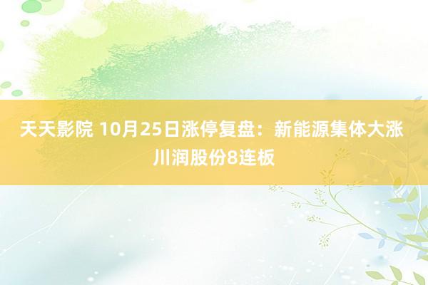 天天影院 10月25日涨停复盘：新能源集体大涨 川润股份8连板