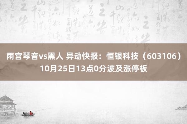 雨宫琴音vs黑人 异动快报：恒银科技（603106）10月25日13点0分波及涨停板