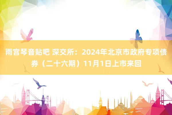 雨宫琴音贴吧 深交所：2024年北京市政府专项债券（二十六期）11月1日上市来回