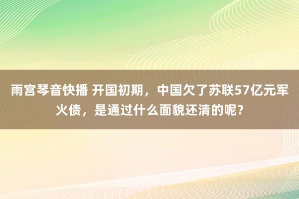 雨宫琴音快播 开国初期，中国欠了苏联57亿元军火债，是通过什么面貌还清的呢？