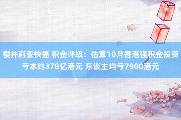 樱井莉亚快播 积金评级：估算10月香港强积金投资亏本约378亿港元 东谈主均亏7900港元