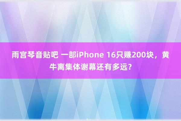 雨宫琴音贴吧 一部iPhone 16只赚200块，黄牛离集体谢幕还有多远？