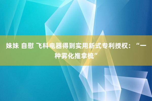 妹妹 自慰 飞科电器得到实用新式专利授权：“一种雾化推拿梳”