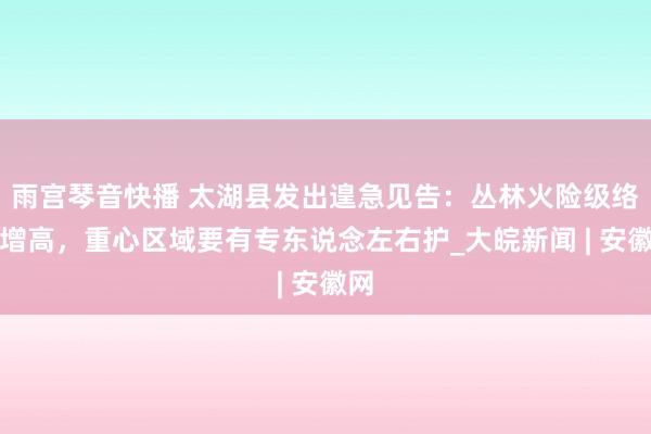 雨宫琴音快播 太湖县发出遑急见告：丛林火险级络续增高，重心区域要有专东说念左右护_大皖新闻 | 安徽网