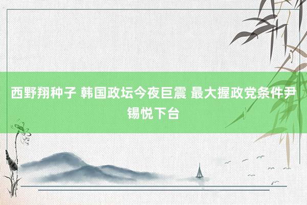 西野翔种子 韩国政坛今夜巨震 最大握政党条件尹锡悦下台