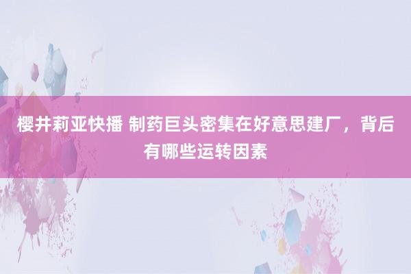 樱井莉亚快播 制药巨头密集在好意思建厂，背后有哪些运转因素