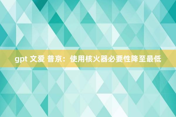 gpt 文爱 普京：使用核火器必要性降至最低