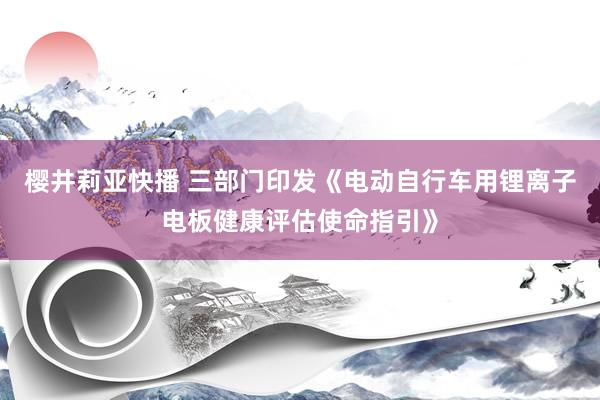 樱井莉亚快播 三部门印发《电动自行车用锂离子电板健康评估使命指引》