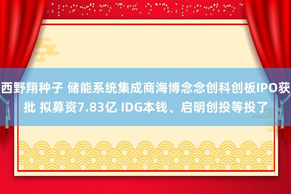 西野翔种子 储能系统集成商海博念念创科创板IPO获批 拟募资7.83亿 IDG本钱、启明创投等投了