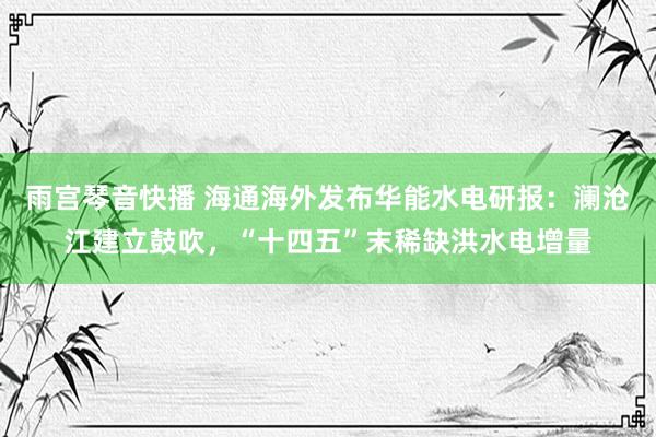 雨宫琴音快播 海通海外发布华能水电研报：澜沧江建立鼓吹，“十四五”末稀缺洪水电增量