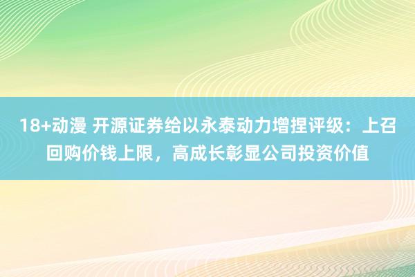 18+动漫 开源证券给以永泰动力增捏评级：上召回购价钱上限，高成长彰显公司投资价值