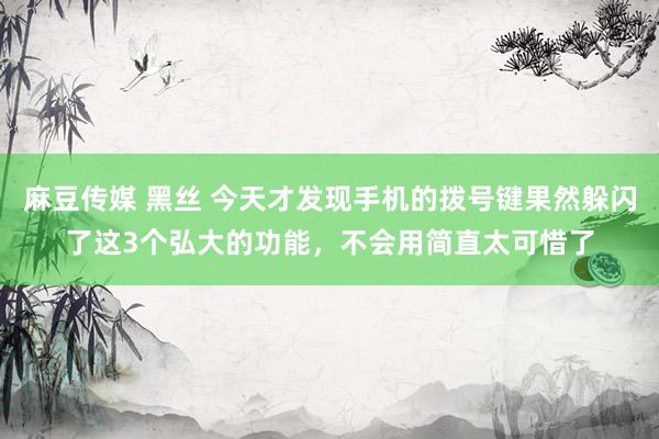 麻豆传媒 黑丝 今天才发现手机的拨号键果然躲闪了这3个弘大的功能，不会用简直太可惜了