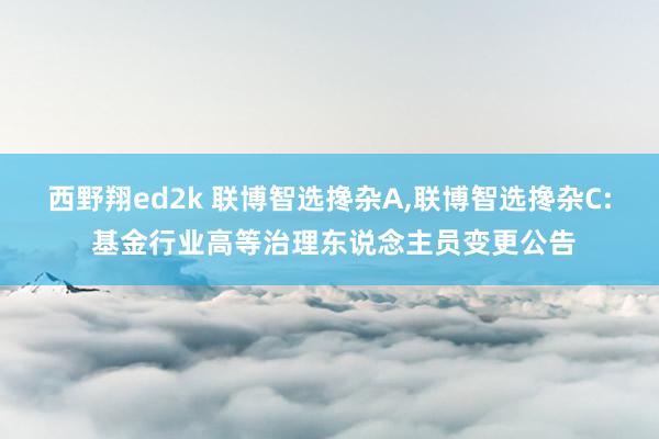 西野翔ed2k 联博智选搀杂A，联博智选搀杂C: 基金行业高等治理东说念主员变更公告