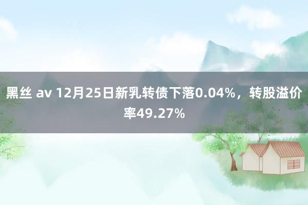 黑丝 av 12月25日新乳转债下落0.04%，转股溢价率49.27%