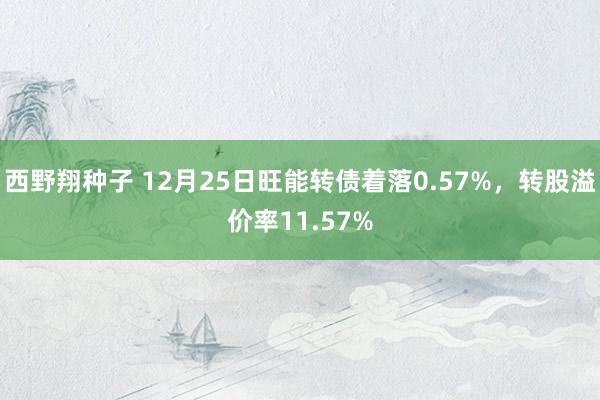 西野翔种子 12月25日旺能转债着落0.57%，转股溢价率11.57%