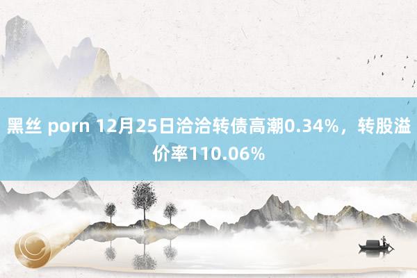 黑丝 porn 12月25日洽洽转债高潮0.34%，转股溢价率110.06%