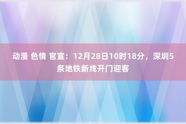 动漫 色情 官宣：12月28日10时18分，深圳5条地铁新线开门迎客