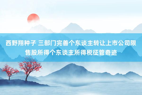 西野翔种子 三部门完善个东谈主转让上市公司限售股所得个东谈主所得税征管奇迹