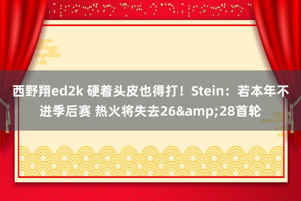 西野翔ed2k 硬着头皮也得打！Stein：若本年不进季后赛 热火将失去26&28首轮